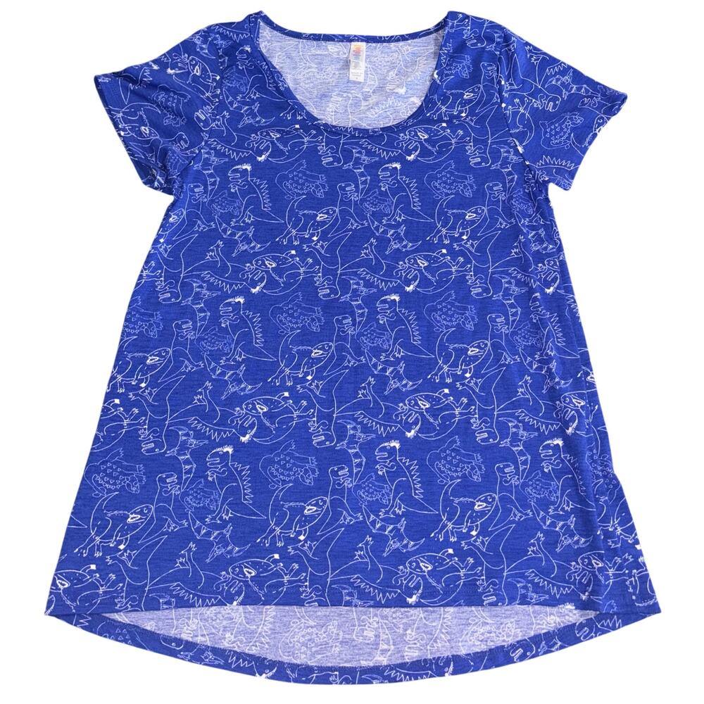 Lularoe women’s blue dinosaur classic t-shirt (size small)